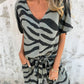 💞Women's Zebra Print V-Neck Top & Pants (2-Piece Set)