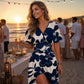 ⏳Time-Limited Special⏰Women’s Ruffle Sleeve Sundress – Flattering V-Neck, Wrap Waist & Stretchy Smocked Back ✨