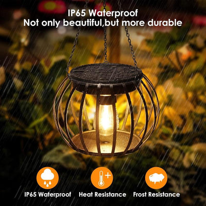 Vintage Metal Solar Lanterns 2PCS Upgraded Hanging Solar Lights Waterproof Outdoor Decorative Lights for Garden Yard Patio Pathway Solar Security Lights