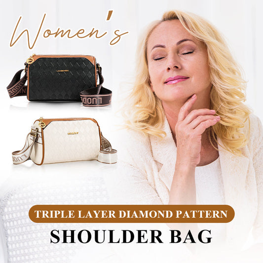 Fashion Diamond Pattern Large Capacity 3-Layer Crossbody Bag