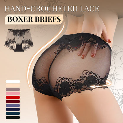 ⏳Time-Limited Special⏰Women's Hand-Crocheted Lace High-Rise Boxer Briefs – Breathable, Vintage Style & Comfortable Fit 🌸