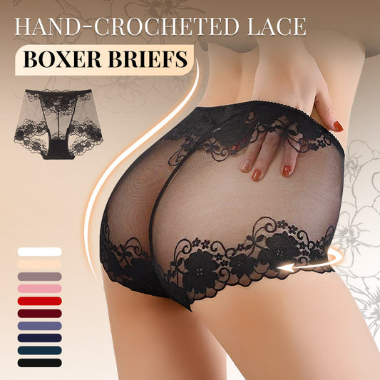 ⏳Time-Limited Special⏰Women's Hand-Crocheted Lace High-Rise Boxer Briefs – Breathable, Vintage Style & Comfortable Fit 🌸