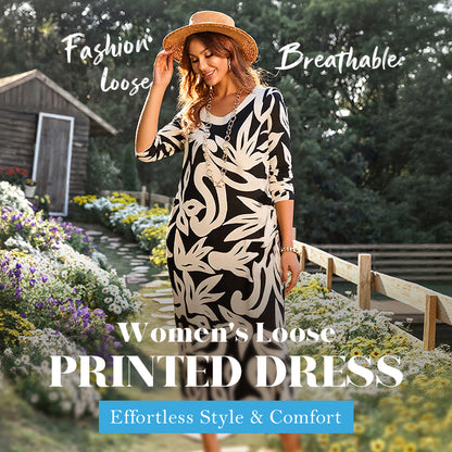 ⏳Time-limited Special⏰Women’s Elegant Loose Round-Neck Printed Dress