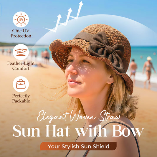 ⏳Time-Limited Special⏰Straw Hat with Retro Bow – Foldable & Breathable for Summer