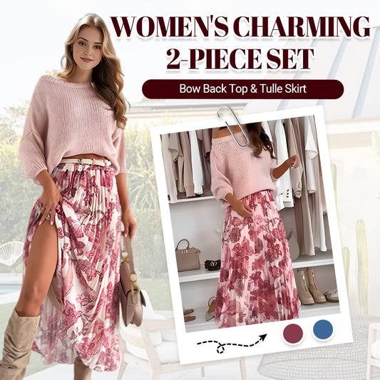 🌸Crew Neck Top & Printed Belted Skirt Set🌸