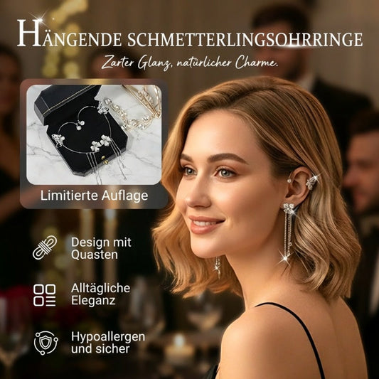 ⏳Time-Limited Special⏰Simple ear clips with butterfly and flower motifs & tassels – elegant & comfortable, no piercing required 🌸🦋