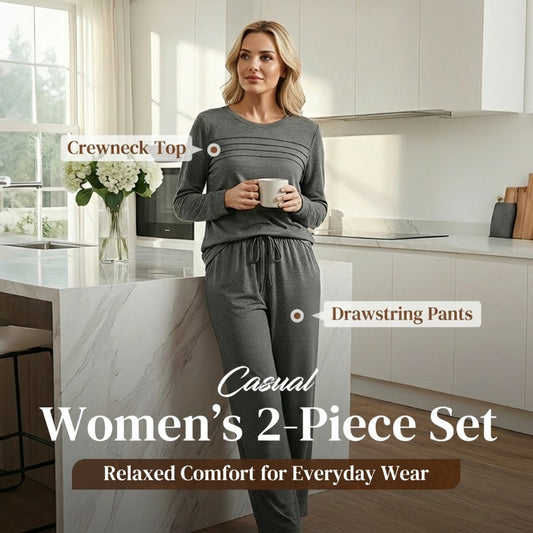 ⏳ Time-Limited Special! ⏰ Women's Crew Neck Top & Drawstring Pants Set – Ultra-Soft, Breathable & Effortlessly Stylish 👕👖