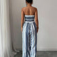 ⏳Time-Limited Special⏰Geometric Jumpsuit with Halter Neckline & Side Slit – Unique print & elastic back – Versatile, perfect for summer parties or resort wear ✨