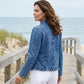 ⏳Time-Limited Special⏰Open-Front Denim Jacket – No buttons, easy on/off. Flattering ruffle trim, breathable fabric. Classic blue wash. A versatile wardrobe staple. 🌿✅