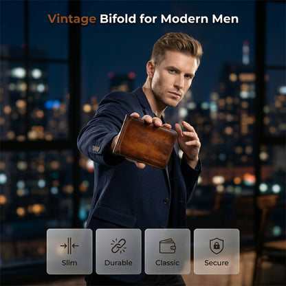 ⏳Time-Limited Special⏰Minimalist RFID Blocking Leather Wallet for Men – Ultra-Thin, Genuine Top-Layer Cowhide, Short Design for Everyday Carry