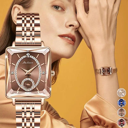 💎Fashion Square Ladies Rose Gold Diamond Watch