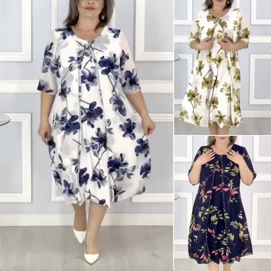 🛍️【S-5XL】 2025 New Fashion Printed Chiffon Dresses💖🌿