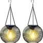Vintage Metal Solar Lanterns 2PCS Upgraded Hanging Solar Lights Waterproof Outdoor Decorative Lights for Garden Yard Patio Pathway Solar Security Lights