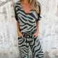 💞Women's Zebra Print V-Neck Top & Pants (2-Piece Set)
