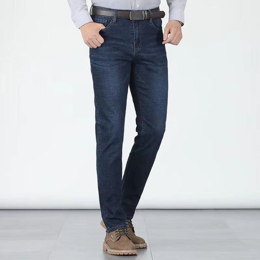 ⏳Time-Limited Special⏰Men's Elastic High Waist Straight Leg Jeans – Stretch Cotton, Breathable, Classic Fit ✨
