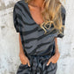 💞Women's Zebra Print V-Neck Top & Pants (2-Piece Set)