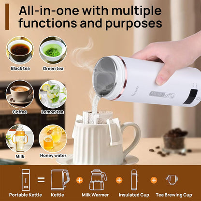 ⏳Time-Limited Special⏰500ml Portable Travel Electric Kettle – 4-Stage Temp Control 45°C-100°C with Live LED Display, Rapid 5-Min Boiling, 12H Keep Warm, 360° Leak-Proof Sealing & Double-Layer Anti-Scald Shell – 520g for Hotel Office Travel ✈️