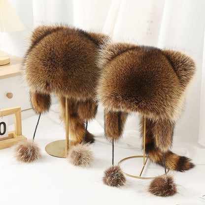 ⏳Time-Limited Special⏰Raccoon Tail Fur Parent-Child Plush Hat