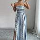 ⏳Time-Limited Special⏰Geometric Jumpsuit with Halter Neckline & Side Slit – Unique print & elastic back – Versatile, perfect for summer parties or resort wear ✨