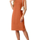 🩵Summer Sale 50% OFF🩵Women Round Neck Loose Split Wrinkle-Free Midi Dress with Pockets