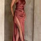 ⏳Time-limited Special⏰Fits Your Curves Satin One Shoulder Drape Slit Maxi Dress