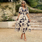 🔥Hot Sale 50% OFF🎀Elegant Waist V-neck Printed Dress