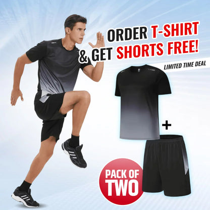 🎁Summer Hot Sale 50% OFF☀️Men’s Loose-Fit Breathable Quick-Drying Athletic T-Shirt & Shorts Tracksuit🏃