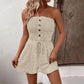 ⏳Time-limited Special⏰Women's Strapless Frill Trim Shirred Tie Front Wide Leg Tube Romper
