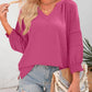 ⏳Time-Limited Special⏰Womens 3/4 Lantern Sleeve Casual V-Neck T-Shirts Pleated Loose Hollow-Out Blouse