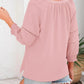 ⏳Time-Limited Special⏰Womens 3/4 Lantern Sleeve Casual V-Neck T-Shirts Pleated Loose Hollow-Out Blouse