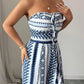 ⏳Time-Limited Special⏰Geometric Jumpsuit with Halter Neckline & Side Slit – Unique print & elastic back – Versatile, perfect for summer parties or resort wear ✨