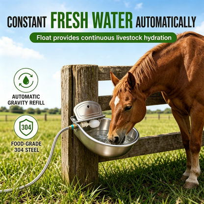 ⏳Time-Limited Special⏰Automatic 304 Stainless Steel Drinking Bowl with Float and Drain Hole for Cattle Horses Sheep and Dogs 🤖