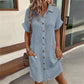 ⏳Time-Limited Special⏰Women's Buttoned Short Sleeve Pocket Casual Shirt Dress