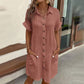 ⏳Time-Limited Special⏰Women's Buttoned Short Sleeve Pocket Casual Shirt Dress