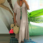 ⏳Time-Limited Special⏰Women's Casual Long Dress – V-Neck, Loose Fit, Short Sleeves, Natural Fibers 🌿