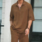 Men's 2 Pieces Short Sleeve V-Neck Top & Pants Sets