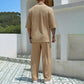 Men's 2 Pieces Short Sleeve V-Neck Top & Pants Sets