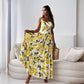 🌸2025 New Fashion🌸 Women’s Elegant Lemon Print Spaghetti Strap Flowy Long Dress