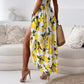 🌸2025 New Fashion🌸 Women’s Elegant Lemon Print Spaghetti Strap Flowy Long Dress