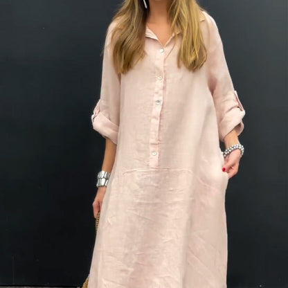 🔥50% OFF💕🦋Summery maxi dress made from a cotton-linen blend👚