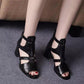 👡[35-40] 2025 New Soft Bottom Hollow Chunky Heel Soft Leather Roman Sandals