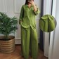 🌺HOT SALE 49% OFF🌺Hem Drawstring Top Wide-Leg Pants 2-Piece Set
