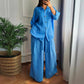 🌺HOT SALE 49% OFF🌺Hem Drawstring Top Wide-Leg Pants 2-Piece Set