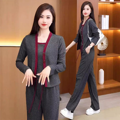 Women's Jacket Camisole & Wide Leg Pants 3 piece Set