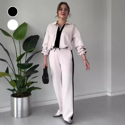 🔥🖤Early Black Friday Sale:50% OFF🔥Women’s Zipper Lapel Tops ＆ Pants 2-Piece Set