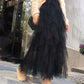 Women’s Elegant Irregular Layered Ruffles Long Skirt