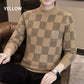 🔥Big Sale 50% OFF🔥Men‘s Checkered Printed Mock Neck Thickened Pullover Sweater