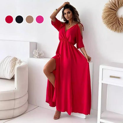 💖Limited Time 50% Off⏳Women’s Elegant Sexy V Neck Side Slit Dress - Show Off Your Charming Curves, Radiate Elegance!