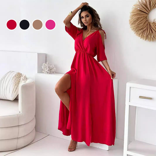 💖Limited Time 50% Off⏳Women’s Elegant Sexy V Neck Side Slit Dress - Show Off Your Charming Curves, Radiate Elegance!