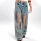 🌸Spring Specials🌸 Women's Vintage Mesh Patchwork Printed Jeans